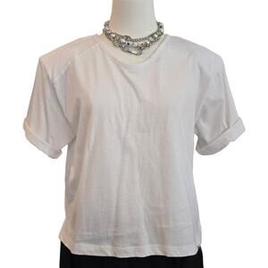 As Thought Loose-fitted White Padded Shoulder Tee Sz S/M